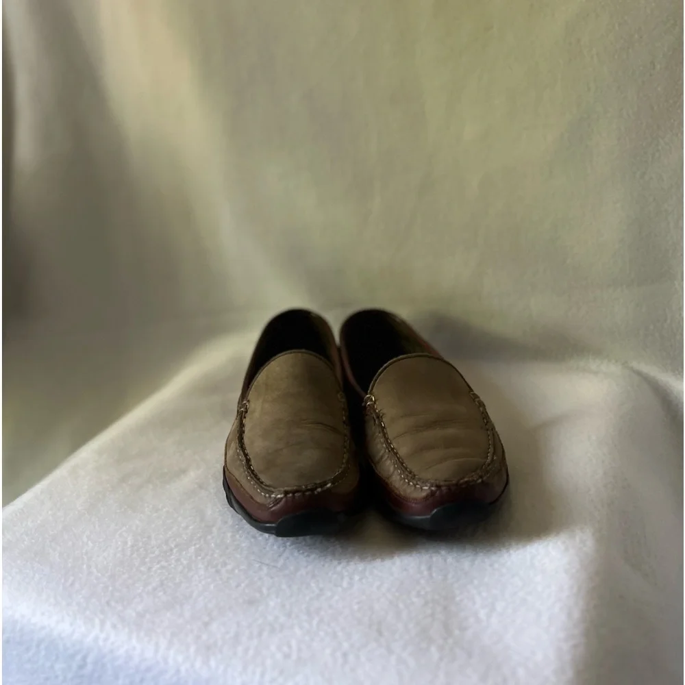 Allen Edmonds Men size 9 1/2B Boulder Driving Beige/Brown Leather Loafers